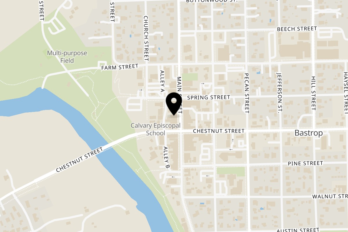 Map showing the location of Paw Paw's Catfish House on 1014 Main St in Bastrop